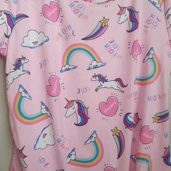 Cute 4 You Girl's Rainbow Unicorn Pink Top Front Tie. Sz M 10-12. - Picture 4 of 6